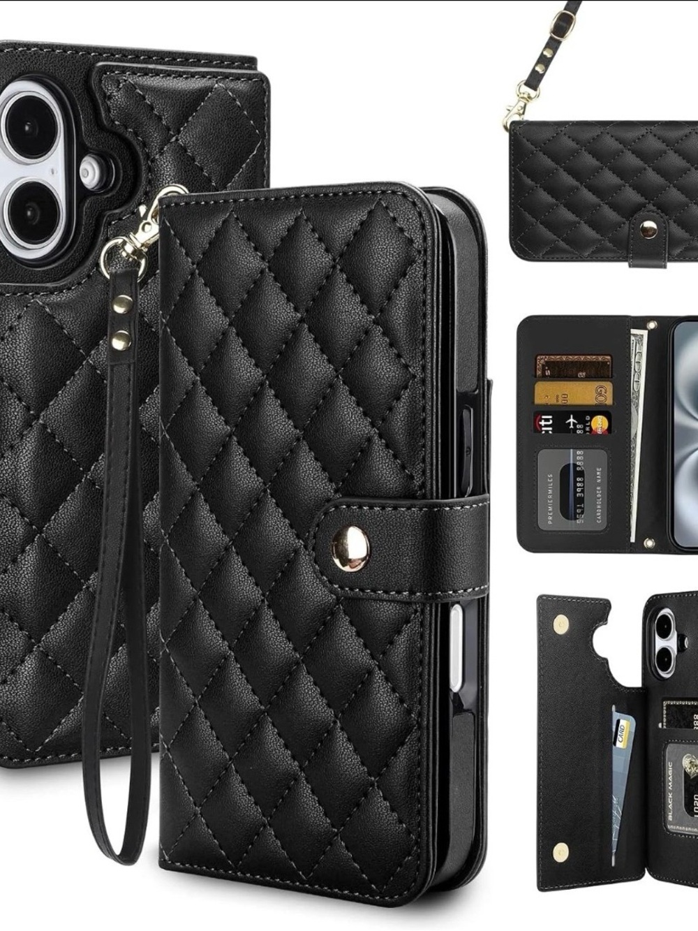 Vofolen for iPhone 16 Case Wallet with Card Holder RFID Blocking Crossbody Wris